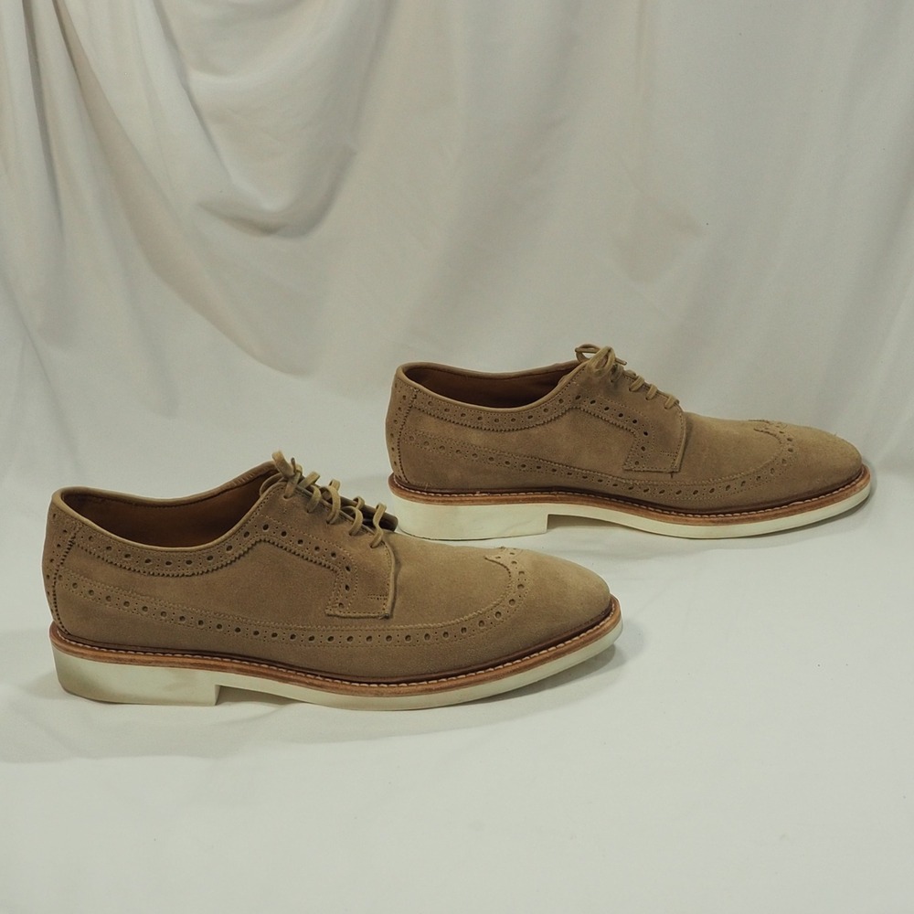 Allen Edmonds William Shoes Mens 11.5 Tan Suede Longwing Derby Wingtip Oxford - Picture 5 of 11